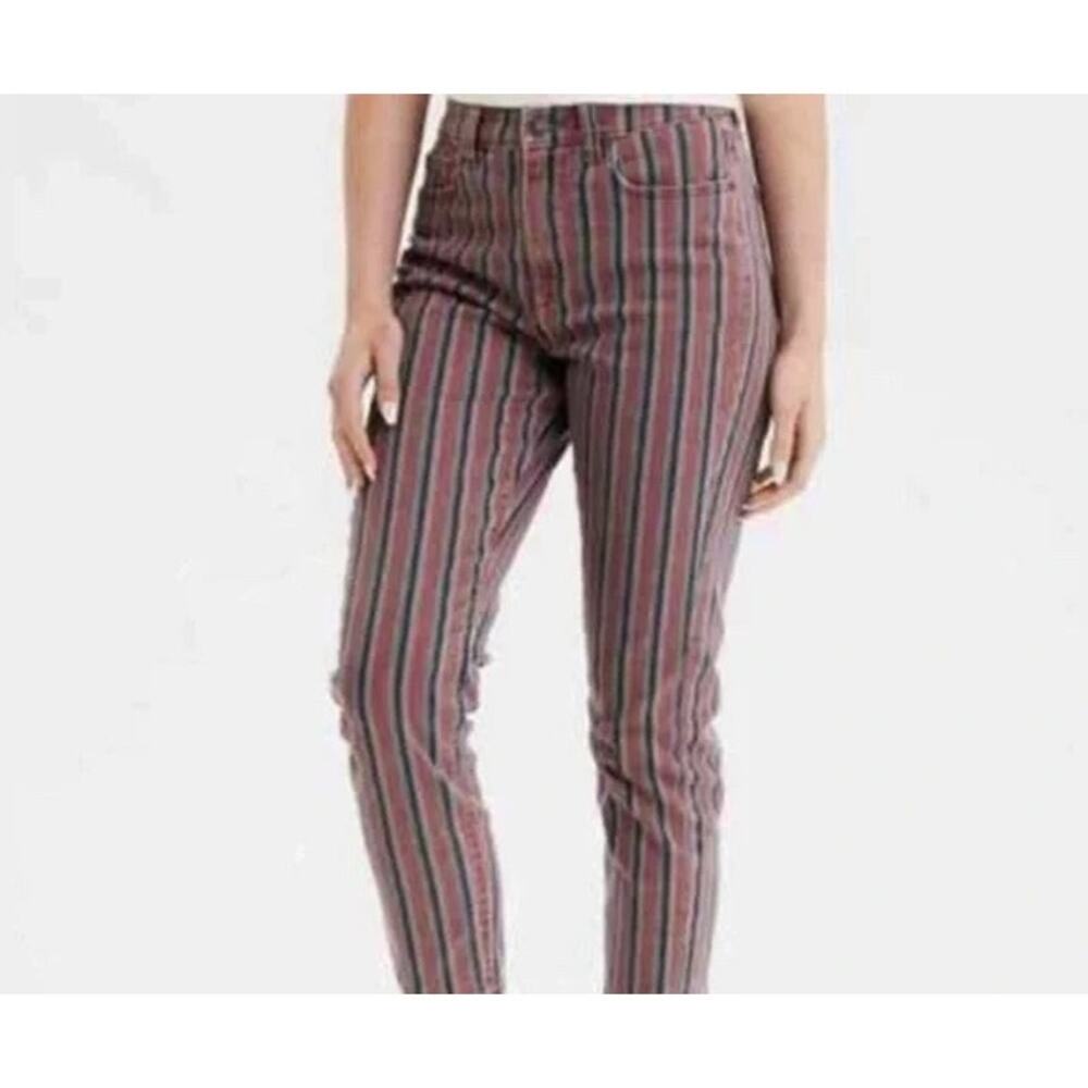 AMERICAN EAGLE OUTFITTERS Striped Mom Jeans SZ 2